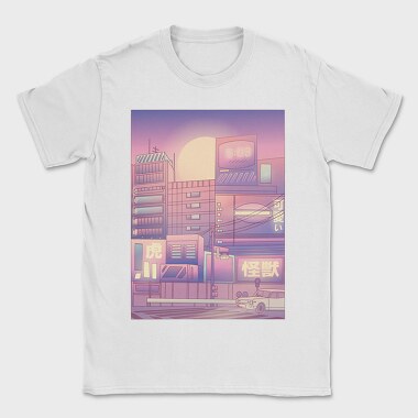 Monochromatic Vaporwave Japan City, Tricou Barbati (Unisex)