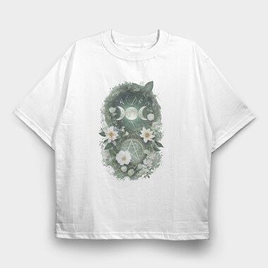 Moon And Flower Magic, Tricou Oversize Barbati (Unisex)