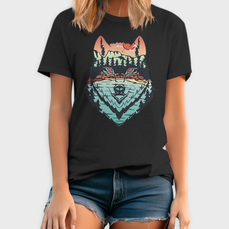 Hand Draw Landscape Wolf, Tricou Barbati (Unisex)