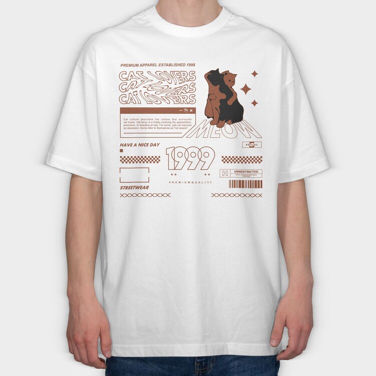 Cat Lovers 1, Tricou Oversize Barbati (Unisex)