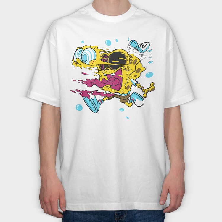 Crazy Sponge Bob, Tricou Oversize Barbati (Unisex)