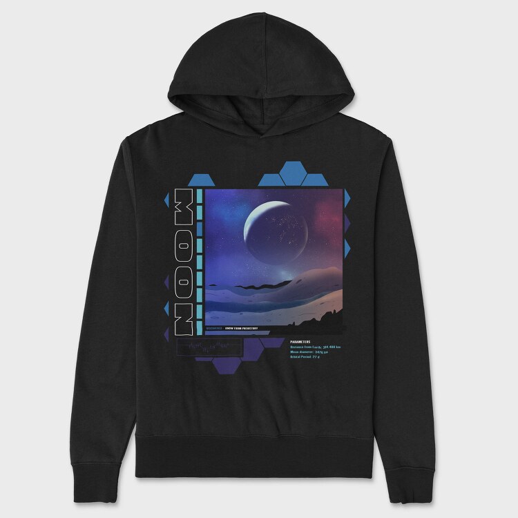 Moon Landscape Planets, Hanorac Oversize Barbati (Unisex)