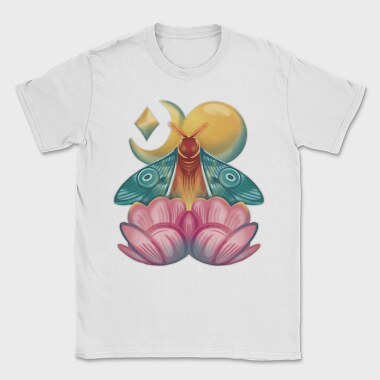 Moth Insect With Lunar Flowers, Tricou Barbati (Unisex)