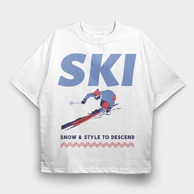 Ski Snow Style Winter, Tricou Oversize Barbati (Unisex)