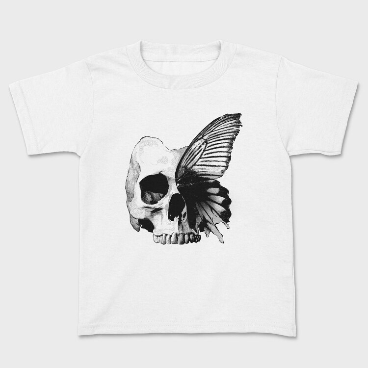 Skull And Butterfly Hand Drawn Tote, Tricou Copii