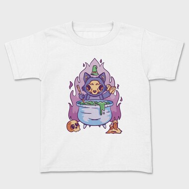 Skull Cat Gothic Witch Cake, Tricou Copii