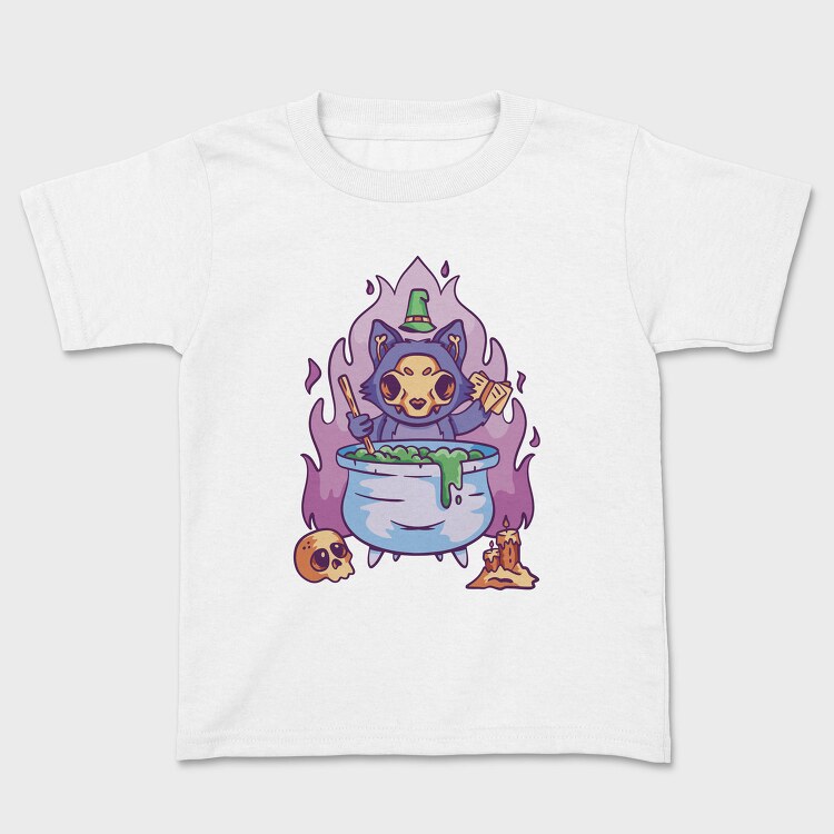 Skull Cat Gothic Witch Cake, Tricou Copii