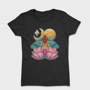 Moth Insect With Lunar Flowers, Tricou Femei