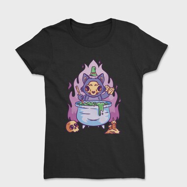 Skull Cat Gothic Witch Cake, Tricou Femei