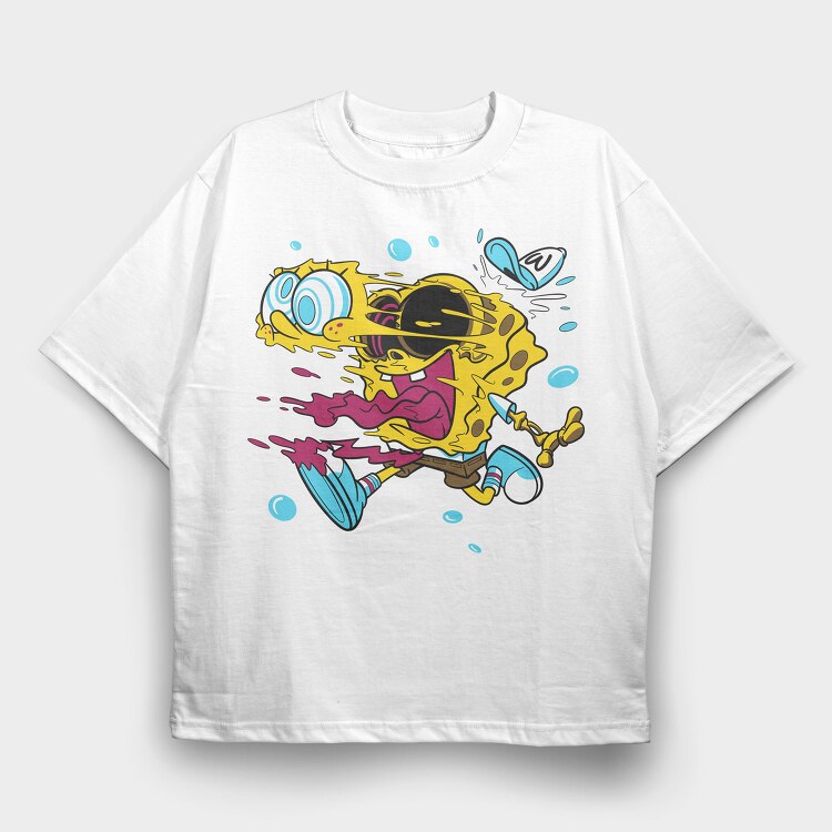 Crazy Sponge Bob, Tricou Oversize Barbati (Unisex)