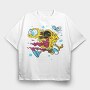 Crazy Sponge Bob, Tricou Oversize Barbati (Unisex)