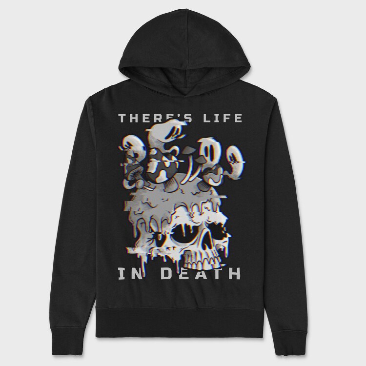 Skull With Cartoon Mushrooms Life In Death Tote, Hanorac Oversize Barbati (Unisex)