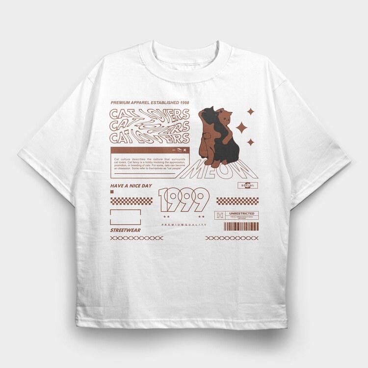 Cat Lovers 1, Tricou Oversize Barbati (Unisex)