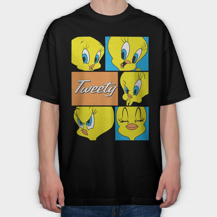 Cartoon Retro Tweety 1, Tricou Oversize Barbati (Unisex)