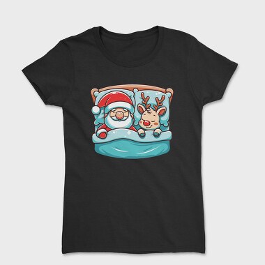 Sleepy Santa And Reindeer, Tricou Femei