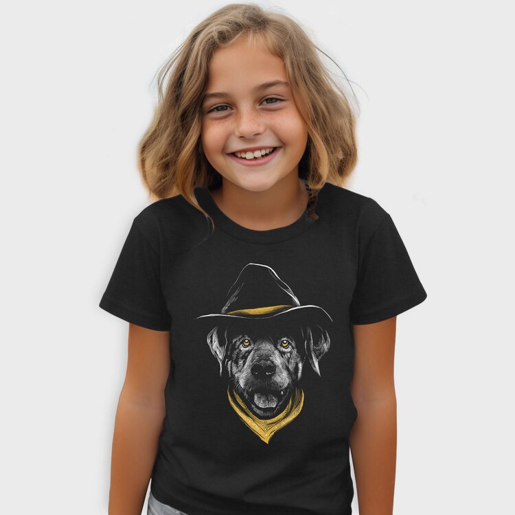 Dog Cowboy Realistic Color, Tricou Copii
