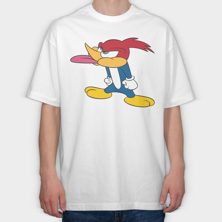 Cartoon Retro Woody Woodpecker 1, Tricou Oversize Barbati (Unisex)