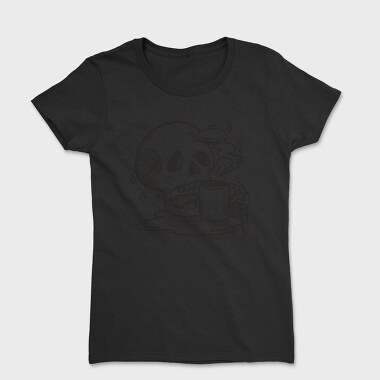 Skull Drinking Coffee Skeleton, Tricou Femei