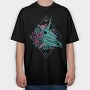 Skull Unicorn Head With Flowers, Tricou Oversize Barbati (Unisex)