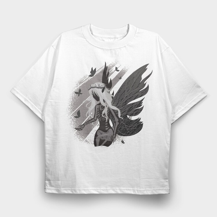 Dark Skeleton Fairy Fantasy Grunge, Tricou Oversize Barbati (Unisex)