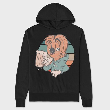 Sloth Animal With Beer Cartoon, Hanorac Oversize Barbati (Unisex)