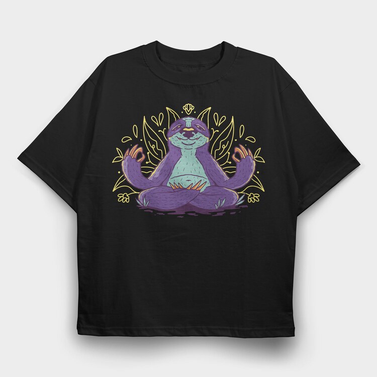 Sloth Doing Meditation Lotus Yoga Pose, Tricou Oversize Barbati (Unisex)