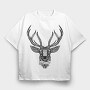 Deer Illustration With Text, Tricou Oversize Barbati (Unisex)