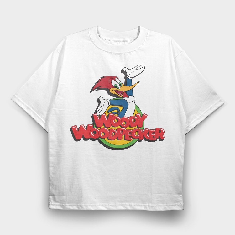 Cartoon Retro Woody Woodpecker 4, Tricou Oversize Barbati (Unisex)