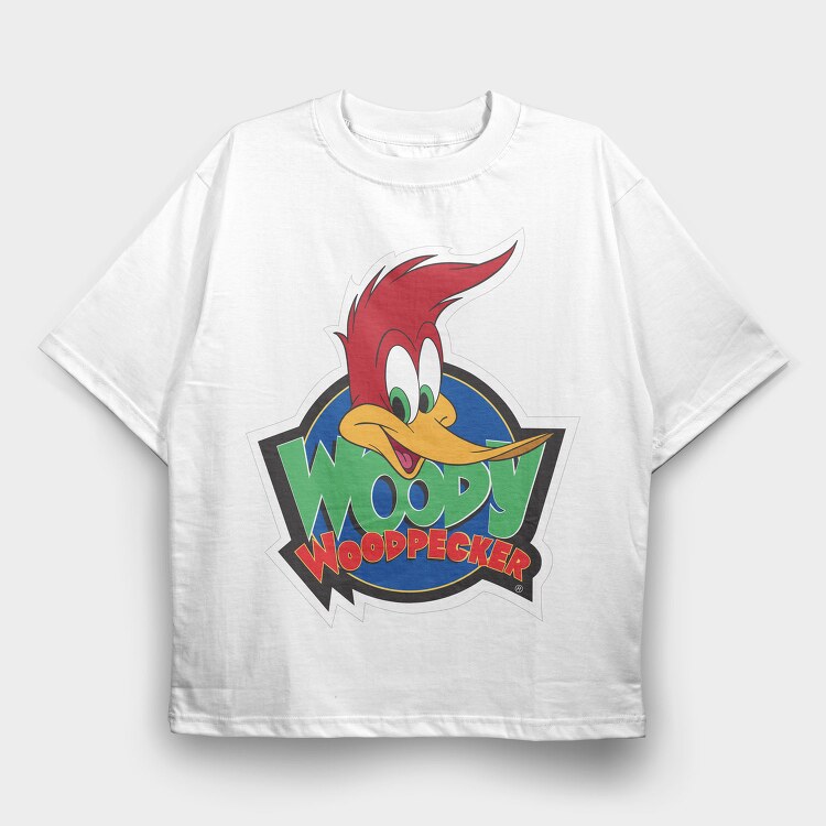 Cartoon Retro Woody Woodpecker 3, Tricou Oversize Barbati (Unisex)