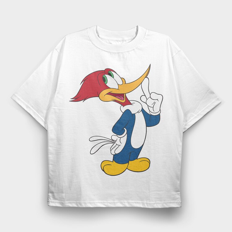 Cartoon Retro Woody Woodpecker 2, Tricou Oversize Barbati (Unisex)