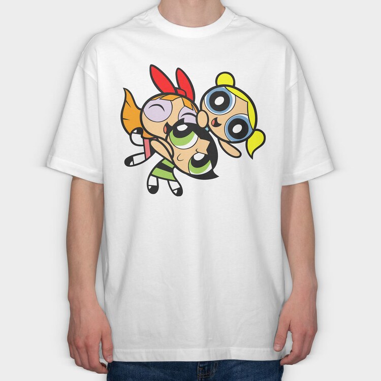 Cartoon Retro the Powerpuff Girls 1, Tricou Oversize Barbati (Unisex)