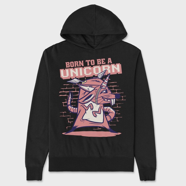 Mouse With Unicorn Horn And Wings, Hanorac Oversize Barbati (Unisex)