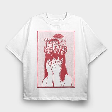Mushroom Girl, Tricou Oversize Barbati (Unisex)
