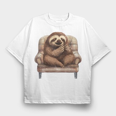 Sloth On A Chair Yawn, Tricou Oversize Barbati (Unisex)