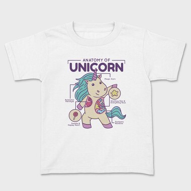 Unicorn Anatomy Chart, Tricou Copii
