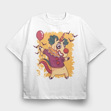 Unicorn Clown Halloween 01, Tricou Oversize Barbati (Unisex)