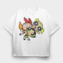 Cartoon Retro the Powerpuff Girls 1, Tricou Oversize Barbati (Unisex)