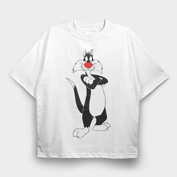 Cartoon Retro Silvestre 5, Tricou Oversize Barbati (Unisex)