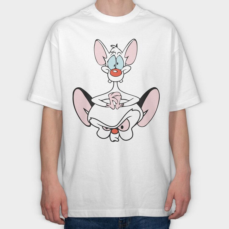 Cartoon Retro Pinky and Cerebro 1, Tricou Oversize Barbati (Unisex)