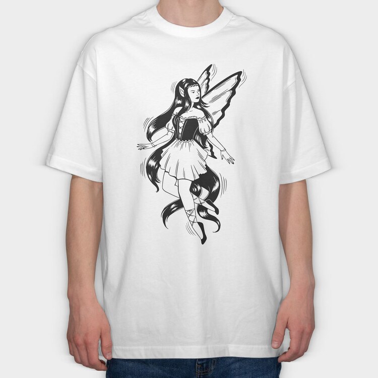 Dark Fairy Creature Hand Drawn, Tricou Oversize Barbati (Unisex)