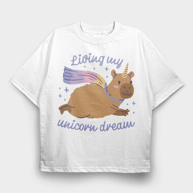 Unicorn Dream Capybara, Tricou Oversize Barbati (Unisex)