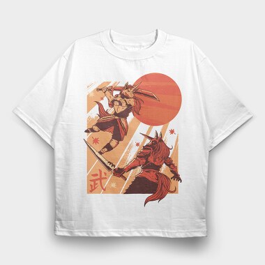 Unicorn Samurai Warriors, Tricou Oversize Barbati (Unisex)