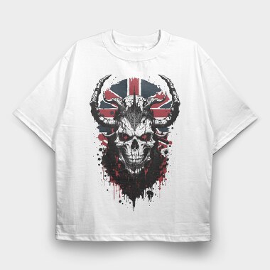 Union Jack Skull, Tricou Oversize Barbati (Unisex)