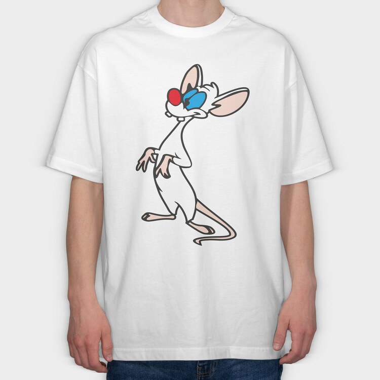Cartoon Retro Pinky and Cerebro 5, Tricou Oversize Barbati (Unisex)