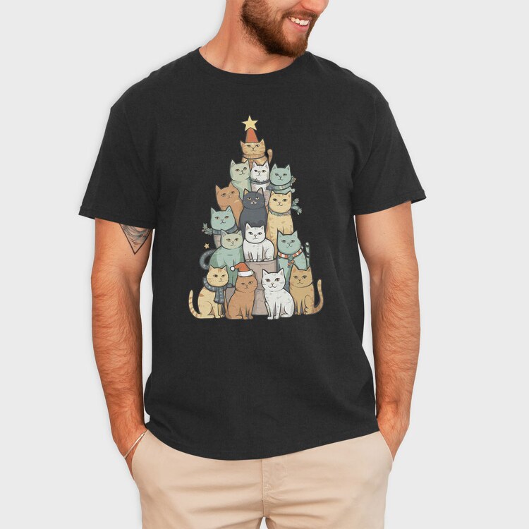 Cat Christmas Tree, Tricou Barbati (Unisex)