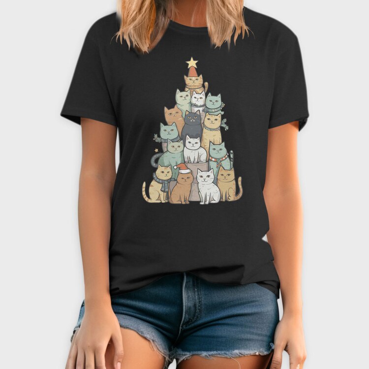 Cat Christmas Tree, Tricou Barbati (Unisex)
