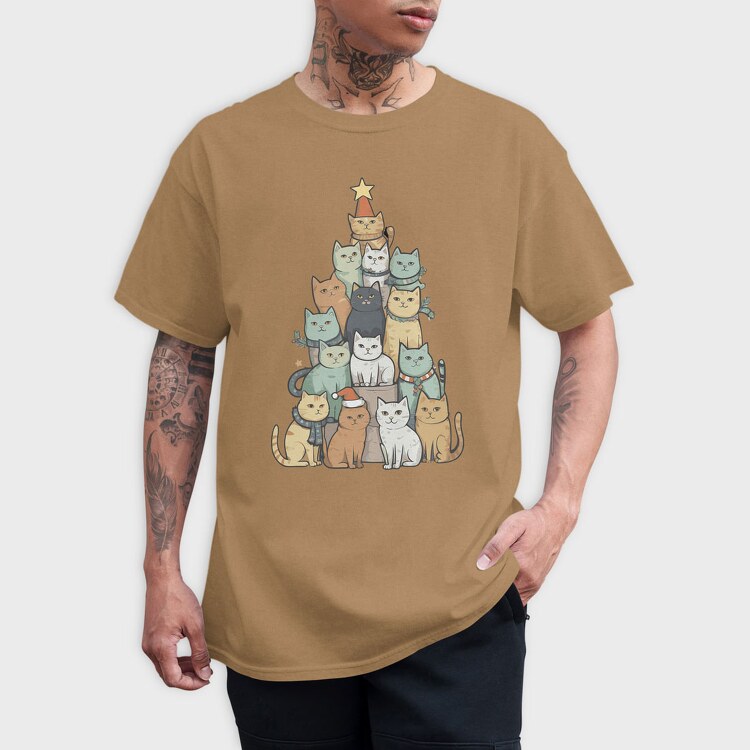 Cat Christmas Tree, Tricou Barbati (Unisex)
