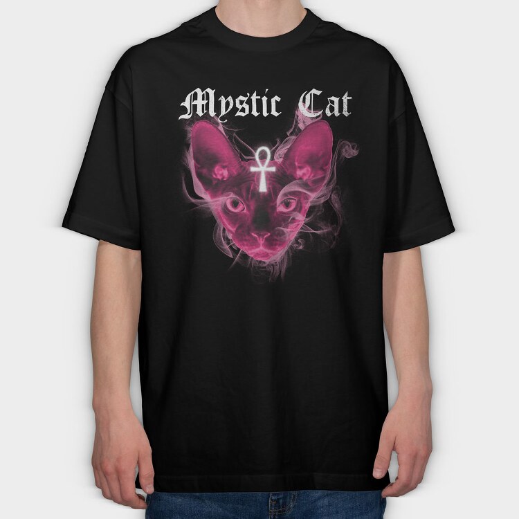 Mystic Sphynx Cat Spirit, Tricou Oversize Barbati (Unisex)