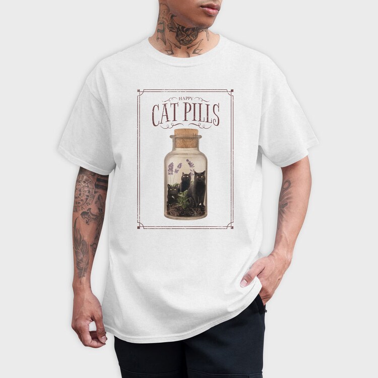 Happy Cat Pills, Tricou Barbati (Unisex)