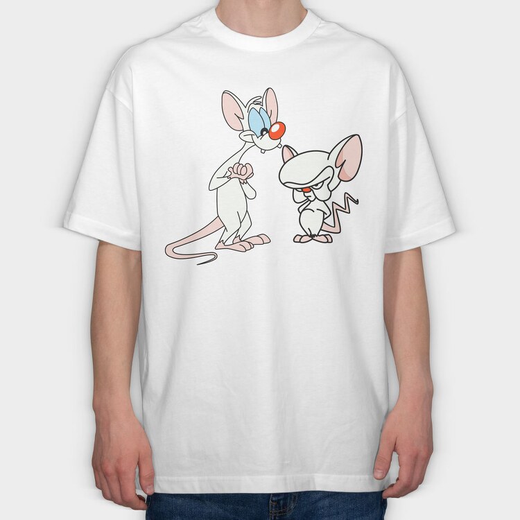 Cartoon Retro Pinky and Cerebro 3, Tricou Oversize Barbati (Unisex)